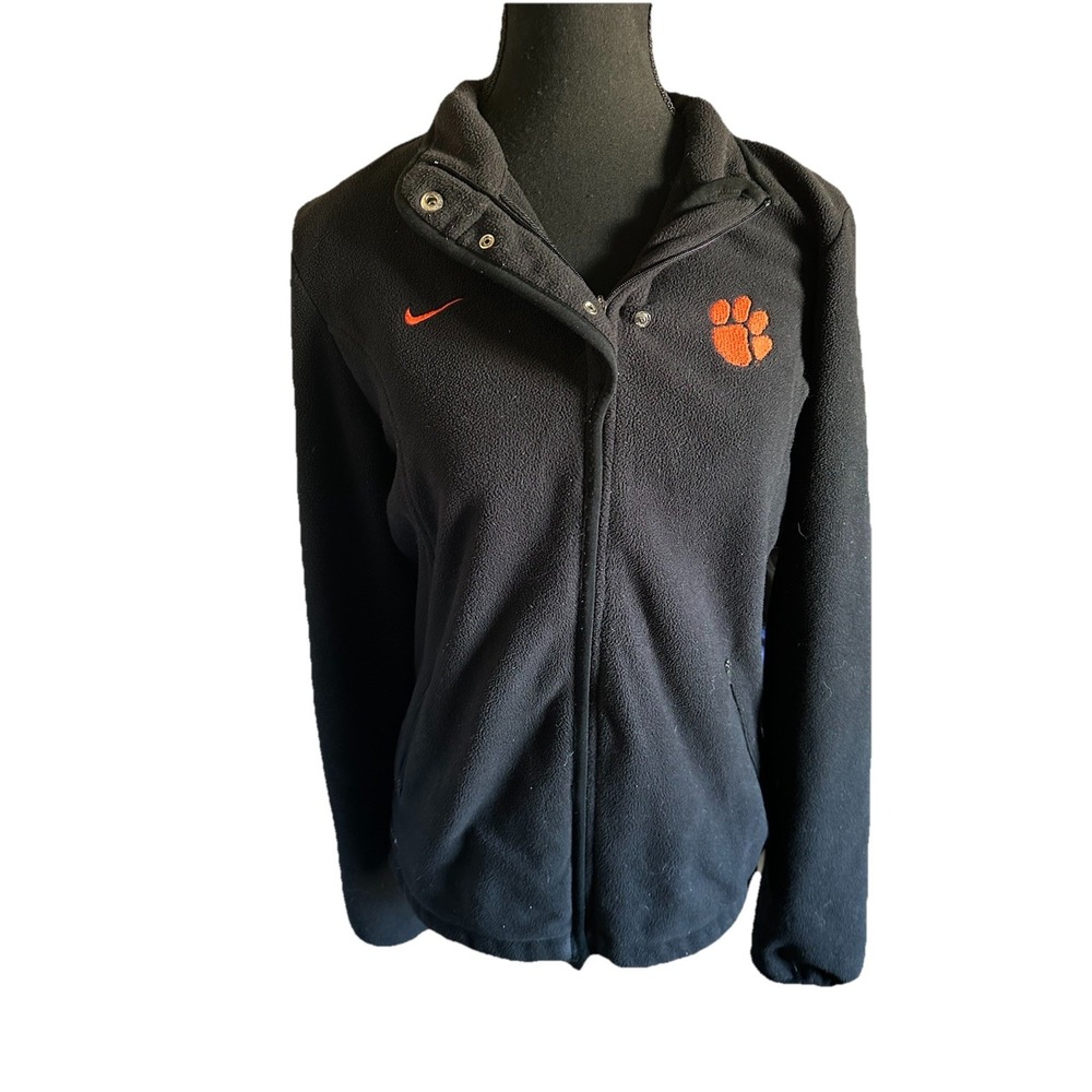 Nike Clemson Tigers Jacket Women's S‎ Size Medium Black Orange Fleece Full Zip